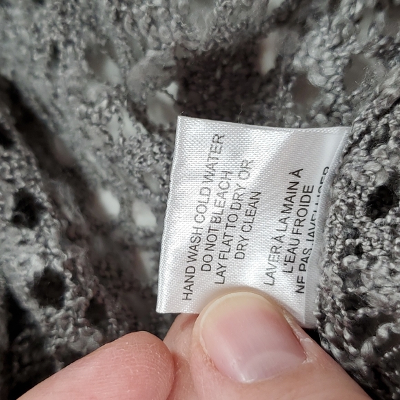 Belldini Gray Crochet Knit Long Sleeve Open Cardigan Sweater - Picture 11 of 14